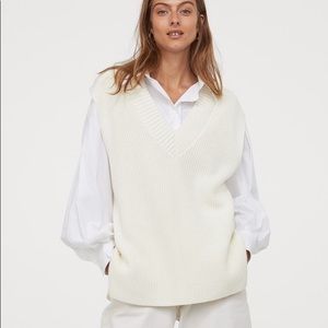 H&m white rib knit sweater vest